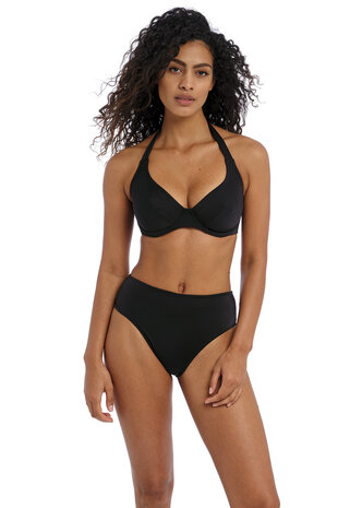 Freya Jewel Cove Hoge Bikinislip - High Waist Bikinislip Effen Zwart